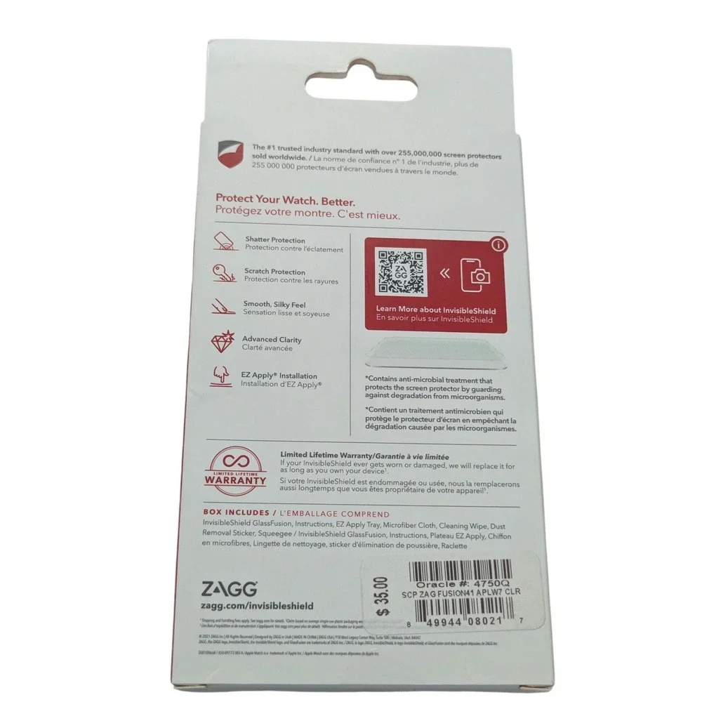 Z9N ZAGG GlassFusion Screen Protector 4 Apple Watch‎ Series 7 (41mm) Clear